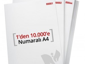 1'den - 10.000' E Numaralı A4 Kağıt -  Copier Bond 80 gr