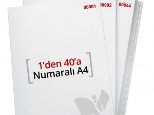 1'den - 40' A Numaralı A4 Kağıt - Copier Bond 80 gr